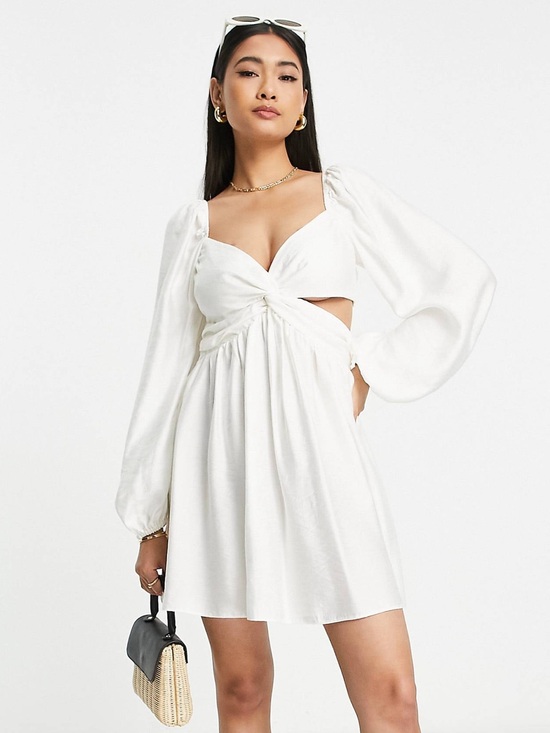 Topshop Dresses & Skirts - TOPSHOP Twist Cut Out Mini Tea Dress in Ivory
